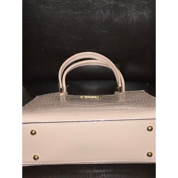 Dasein Womens Faux Crocodile Leather Handbag - Beige - Picture 3 of 4